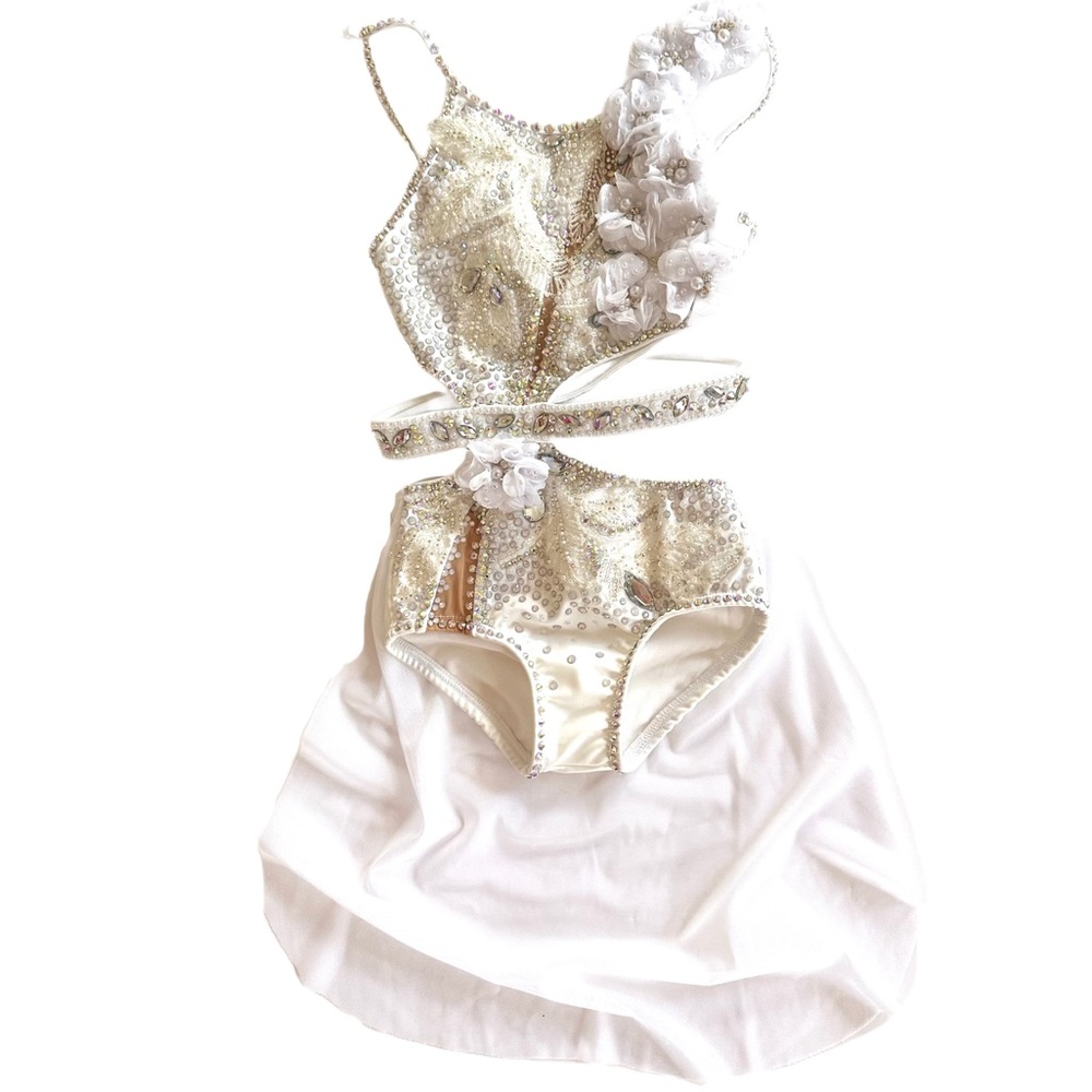 *NEW Custom White Lyrical Contemporary Competitive Dance Costume Size CS